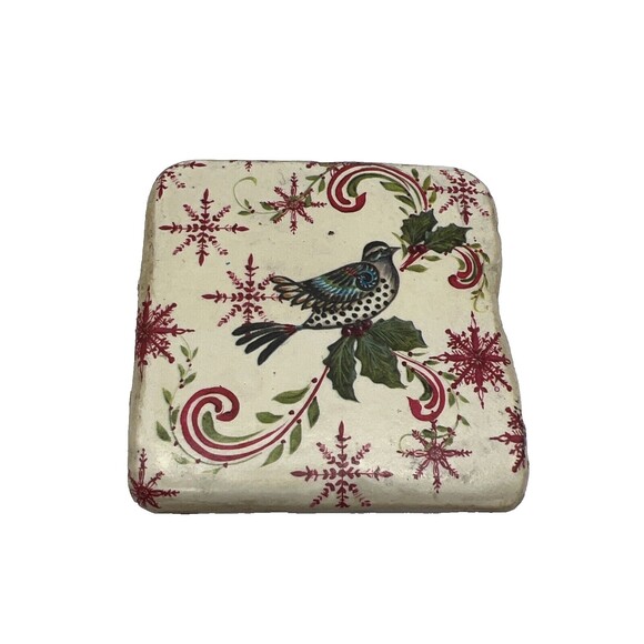 New 4 Coldwater Creek Holiday Collection HOLLY BIRD COASTERS Rustic Christmas - Picture 8 of 15